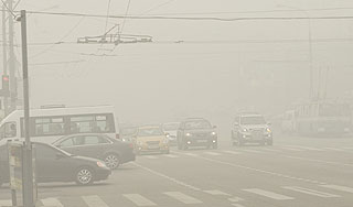 Часть Москвы окутал дым от пожара Часть Москвы окутал дым от пожара