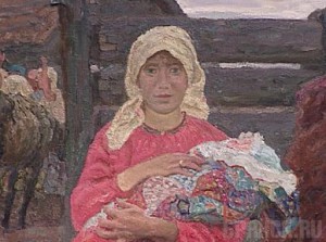 В музее братьев Ткачевых открылась выставка «Русская женщина» А. П. и С. П. Ткачевы. «В годы коллективизации», фрагмент, 1972 год