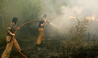 Из горящего леса спасли грибников Из горящего леса спасли грибников