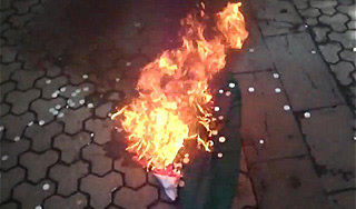 В Ереване сожгли флаг Венгрии В Ереване сожгли флаг Венгрии