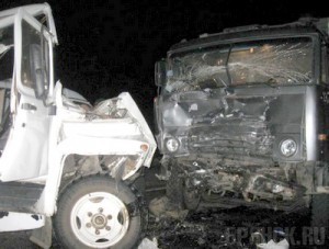 На трассе лоб в лоб столкнулись молоковоз и грузовик