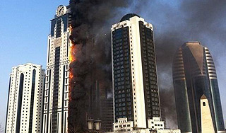 Элитная высотка загорелась в Грозном Элитная высотка загорелась в Грозном