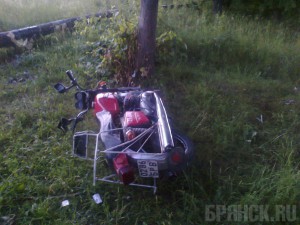 На пути юного байкера встало дерево Фото с места ДТП