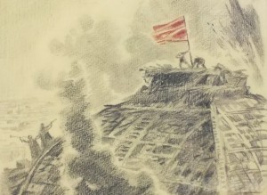 Брянцы смогут увидеть работы художников-фронтовиков Цишевский Ю. А. «Егоров и Кантария на куполе Рейхстага»