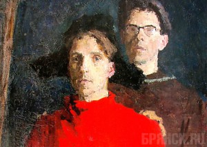 Открылась выставка портретов, выполненных братьями Ткачевыми А. П. и С. П. Ткачевы. «Автопортрет» (1960)