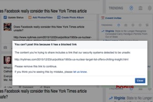 Facebook удалил статью о ядерных ударах США Facebook удалил статью о ядерных ударах США