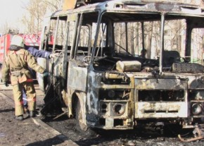 В Брянске сгорела маршрутка Фото пресс-службы ГУ МЧС РФ по Брянской области